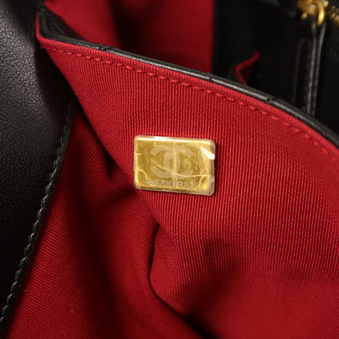 CHANEL Quilted CC GHW Shoulder Tote Bag AS3537 Calfskin Leather Black