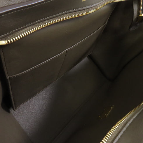 CELINE GHW Tapeze 2way Shoulder Bab Calfskin Leather Yellow Beige Brown