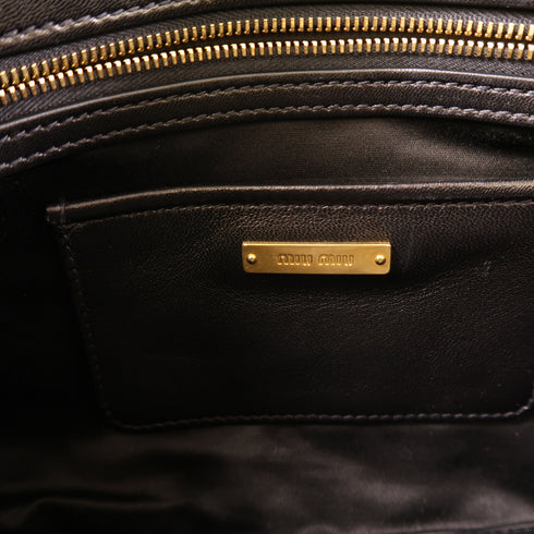 Miu Miu GHW 2 Way Shoulder Clutch Bag 5BF390 Lambskin Leather Black