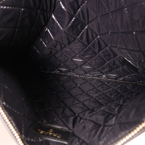 CHANEL CC Clutch Bag Pouch Calfskin Leather Black