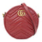 GUCCI GG GHW GG Marmont Round Chain Shoulder Bag 550154 Calfskin Leather Red