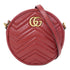 GUCCI GG GHW GG Marmont Round Chain Shoulder Bag 550154 Calfskin Leather Red
