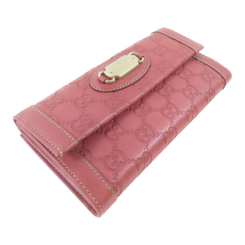 GUCCI GG SHW Long Bifold Wallet 146199 Calfskin Leather Pink