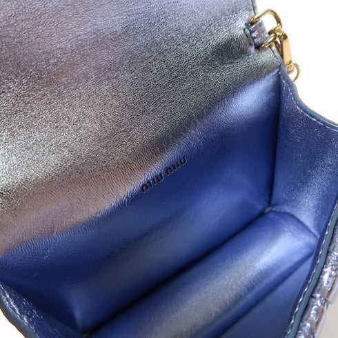 MIU MIU GHW Mini Bag Chain Shoulder Bag Leather Blue