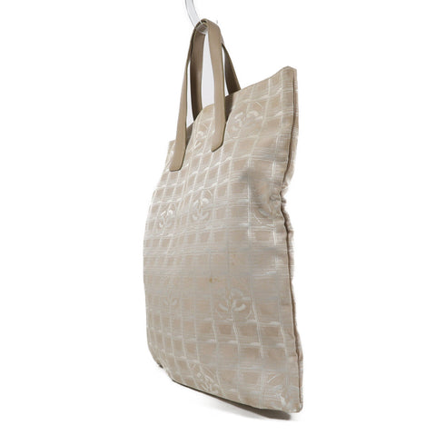 CHANEL CC New Travel Line Tote Bag Handbag Nylon Beige