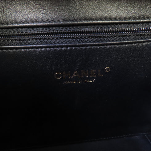 CHANEL Quilted CC Filigree Vanity Case Shoulder Bag Caviar Skin Leather Blue