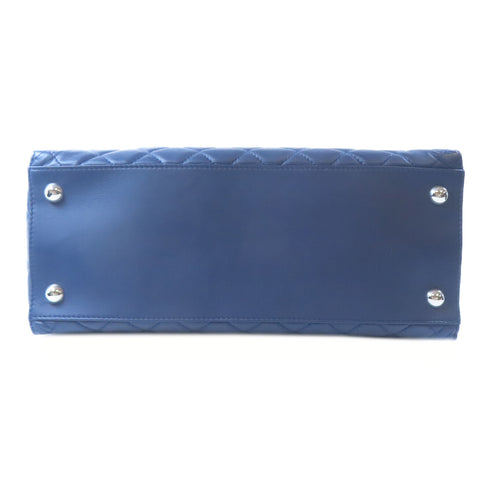 CHANEL CC SHW Tote Bag Shoulder Bag Lambskin Leather Blue