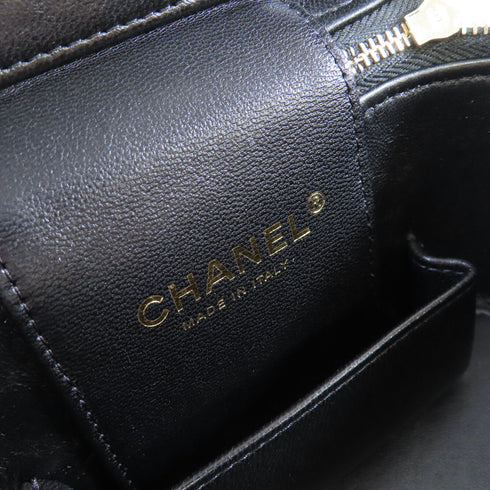 CHANEL Quilted GHW CC Vanity Case Shoulder Bag Caviar Leather AS317Y33352 Black