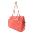 CHANEL Quilted CC SHW Tote Bag Chain Handbag Calfskin Leather Red
