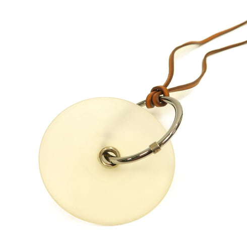 HERMES Pendentif EN Cristal Necklace Barenia Leather Fauve