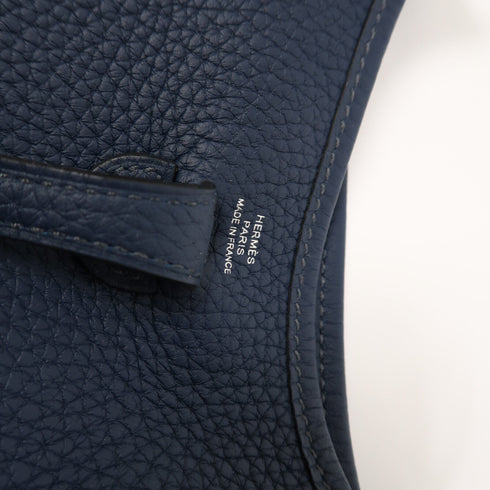 HERMES PHW Evelyne TPM Shoulder Bag Taurillon Clemence Bleu De Prusse
