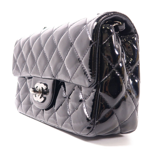 CHANEL CC SHW Mini Classic 20 Chain Shoulder Bag Patent Leather Black