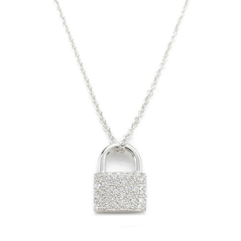 TIFFANY&CO Padlock Diamond Necklace 18K White Gold