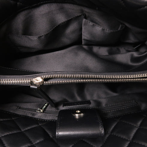 CHANEL CC SHW Chain Shoulder Tote Bag Lambskin Leather Black