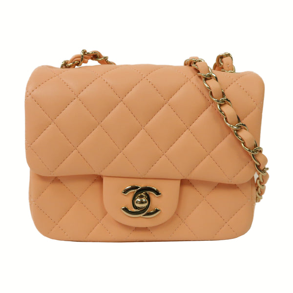 CHANEL Quilted CC Classic 17 Chain Shoulder Bag Lambskin Leather Pink