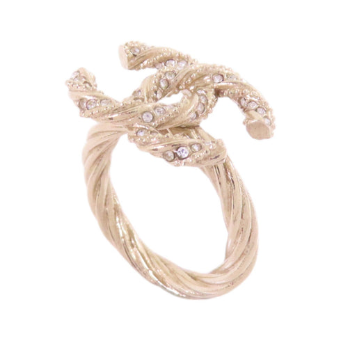 CHANEL CC Ring US#5 B13P Metal Rhinestone