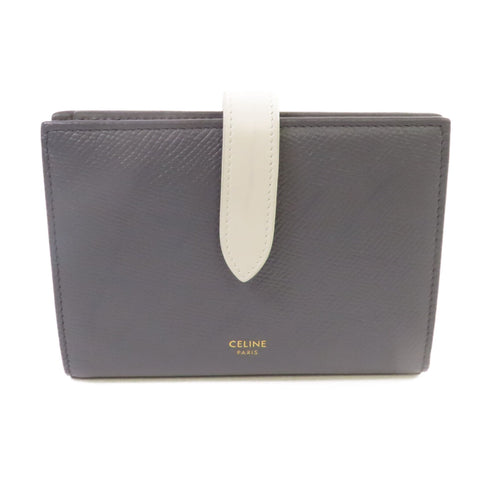 CELINE GHW Wallet Calfskin Leather Grey White