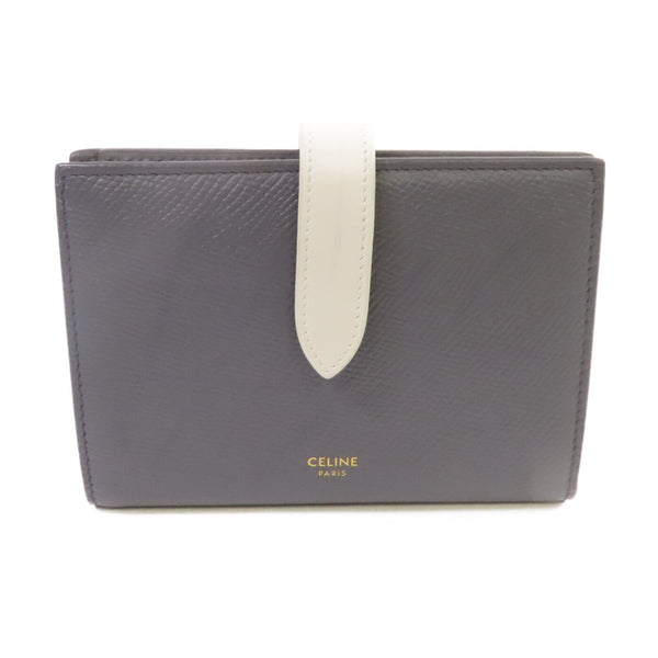 CELINE GHW Wallet Calfskin Leather Grey White