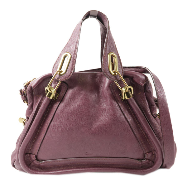 Chloe GHW Paraty Rock Bag 2 Way Shoulder Bag Handbag Calfskin Leather Purple