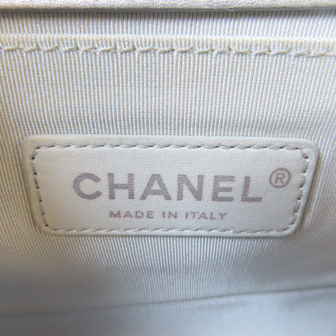 CHANEL Quilted CC SHW Water Boy Flap Chain Shoulder Bag PVC Leather Blue Grey