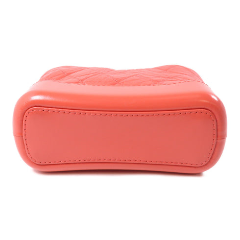 CHANEL CC Gabrielle Small Chain Shoulder Bag Calfskin Leather Orange