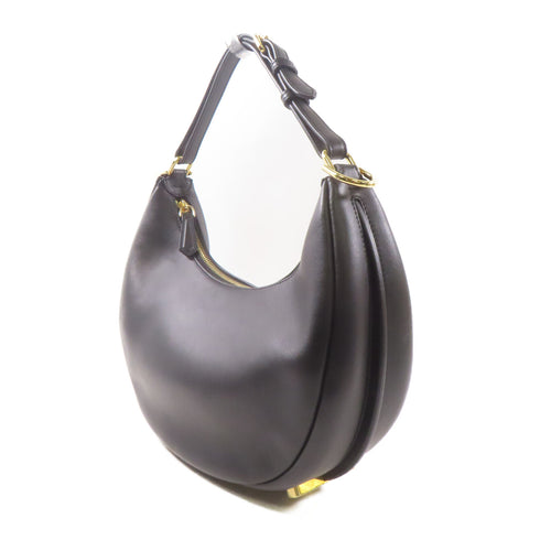 FENDI GHW Fendigraphy Shoulder Bag 8BR798A Calfskin Leather Black