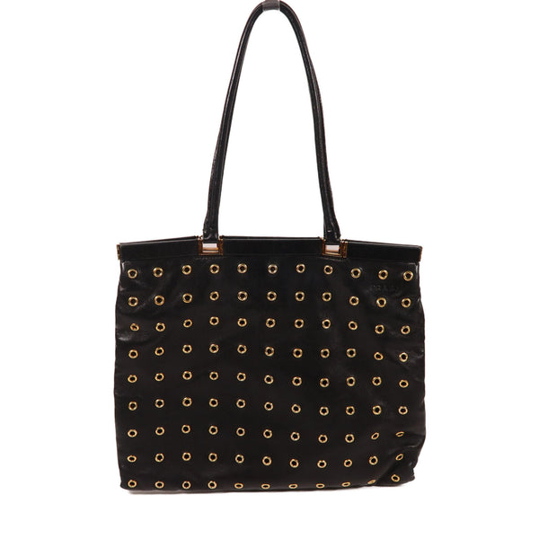 PRADA GHW Shoulder Bag Calfskin Leather Black v1