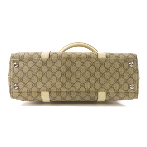 GUCCI GG SHW Tote Shoulder Bag 114288 Coated Canvas Brown/White