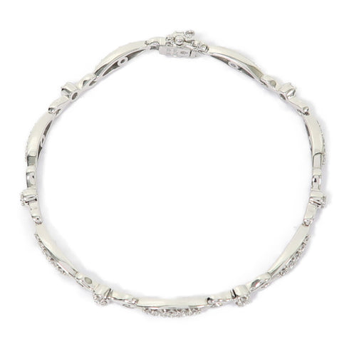 Fine Jewelry 0.97ct Diamond 10.2g Bracelet 18K White Gold