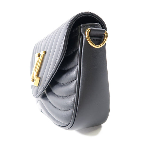 LOUIS VUITTON LV GHW New Wave Shoulder Bag M56461 Calfskin Leather Black
