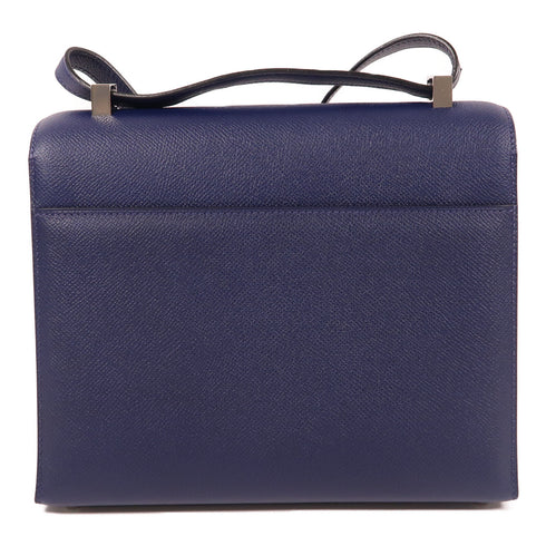 HERMES PHW Verrou 23cm Shoulder Bag Epsom Leather Bleu Saphir