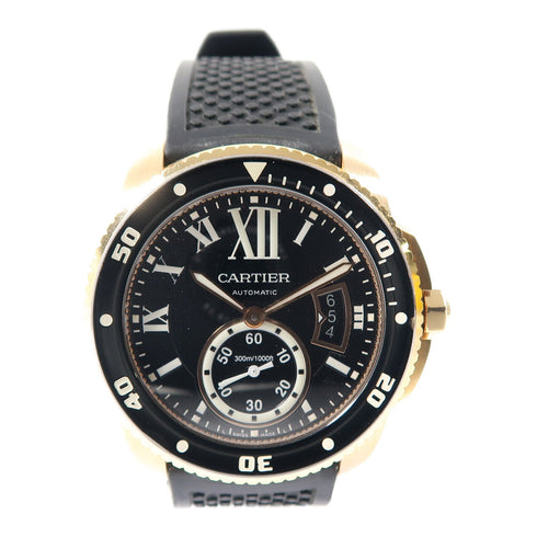 CARTIER Caliber de Cartier Automatic Watch W2CA0004 18K Pink Gold/Rubber Black