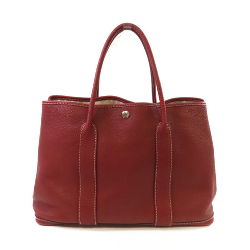 HERMES PHW Garden Party PM Tote Bag Negonda Leather 55 Rouge H Wine Red