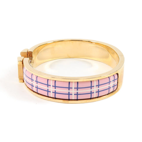 HERMES Clic H Bracelet Bangle Metal Gold Pink