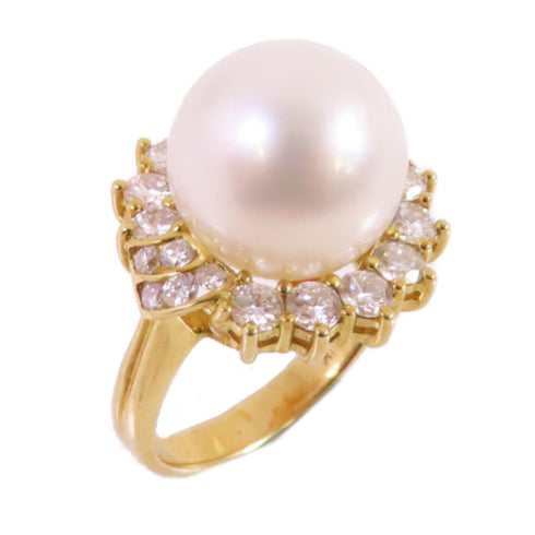 FINE JEWELRY Pearl Diamond Ring US#3.5 18K Yellow Gold