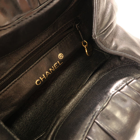 CHANEL CC GHW Hand Bag Lambskin Leather Black