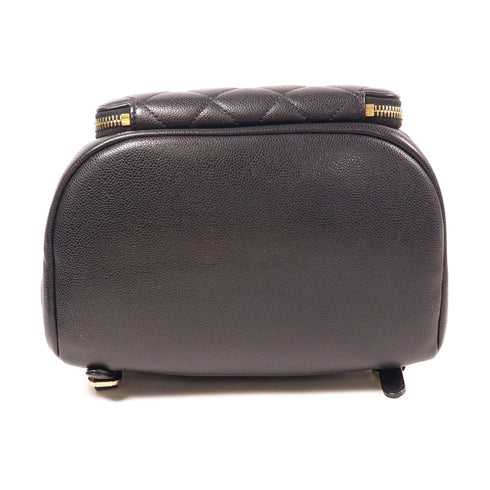 CHANEL CC GHW Backpack Rucksack Calfskin Leather Black v1