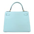 HERMES GHW Kelly 28 2 Way Shoulder Bag Epsom Leather Bleu Atoll
