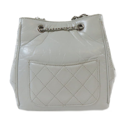 CHANEL Quilted CC SHW Chain Shoulder Bag A57818 Calfskin Leather Gray