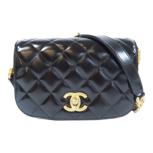 CHANEL Quilted CC Coco Mark Flap Shoulder Bag AS3402 Calfskin Leather Black