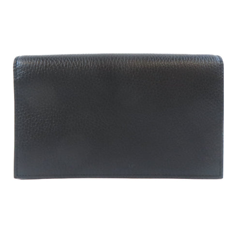 GUCCI GG GHW Wallet On Chain Shoulder Crossbody 466506 Calfskin Leather Black