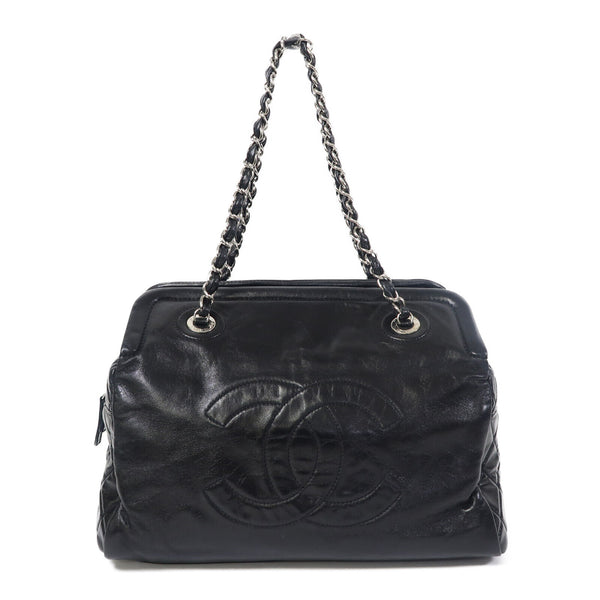 CHANEL CC SHW Chain Shoulder Bag Calfskin Leather Black v13