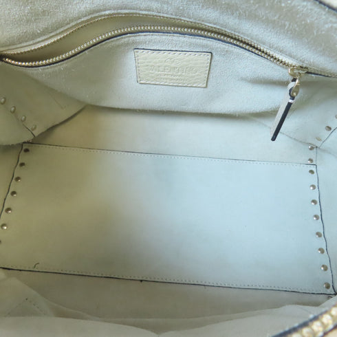 VALENTINO 2 Way Shoulder Bag Calfskin Leather Beige
