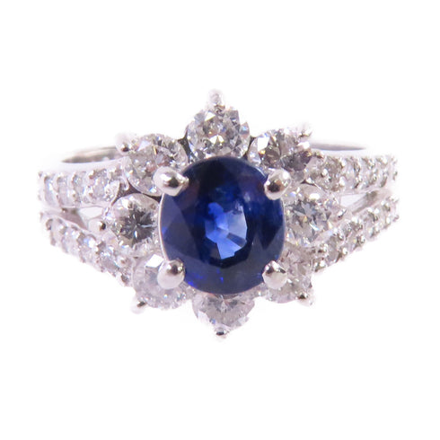 FINE JEWELRY 1.032ct Sapphire 0.91ct Diamond Ring US#6.25 PT900 Platinum