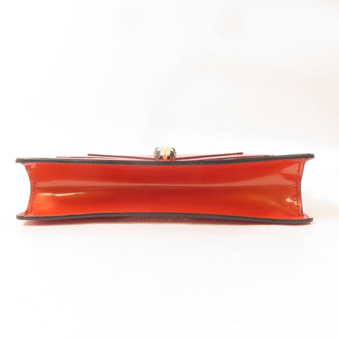 BVLGARI GHW Chain Shoulder Bag Patent Leather Orange
