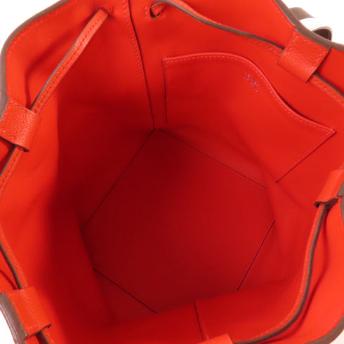 HERMES PHW Licol 17 Shoulder Bag Evercolor Leather Orange Poppy