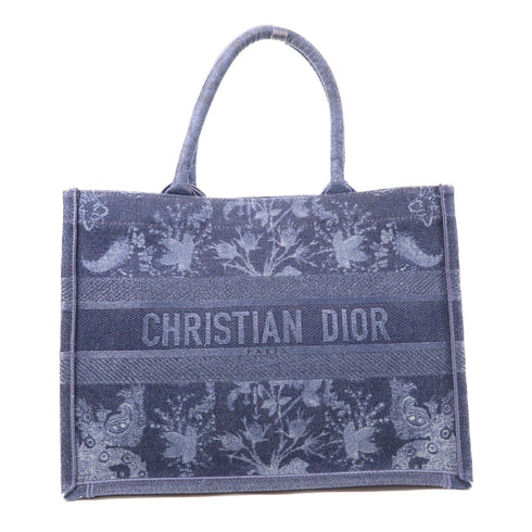 Christian Dior CD Book Tote Handbag Canvas Blue