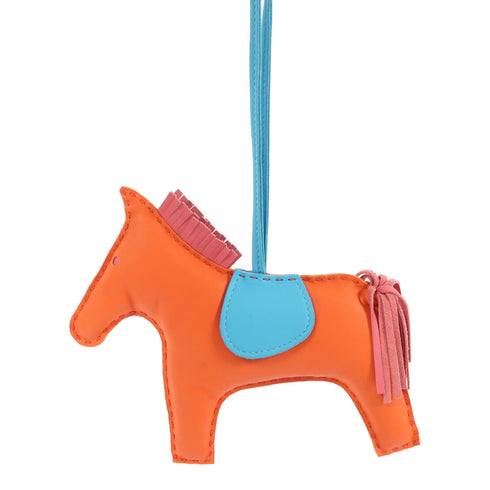 HERMES Rodeo GM Charm Swift Leather Orange/Blue