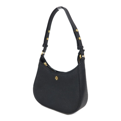 Tory Burch GHW Shoulder Bag Calfskin Leather Black