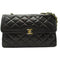 CHANEL Quilted CC GHW Chain Shoulder Bag Lambskin Black Used